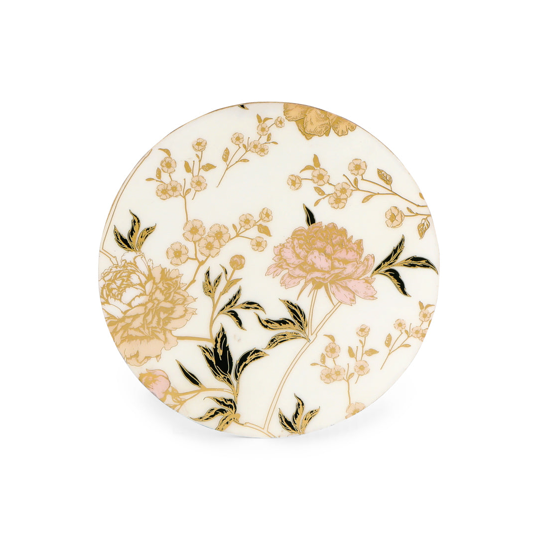 Trivet - White Flower - Round