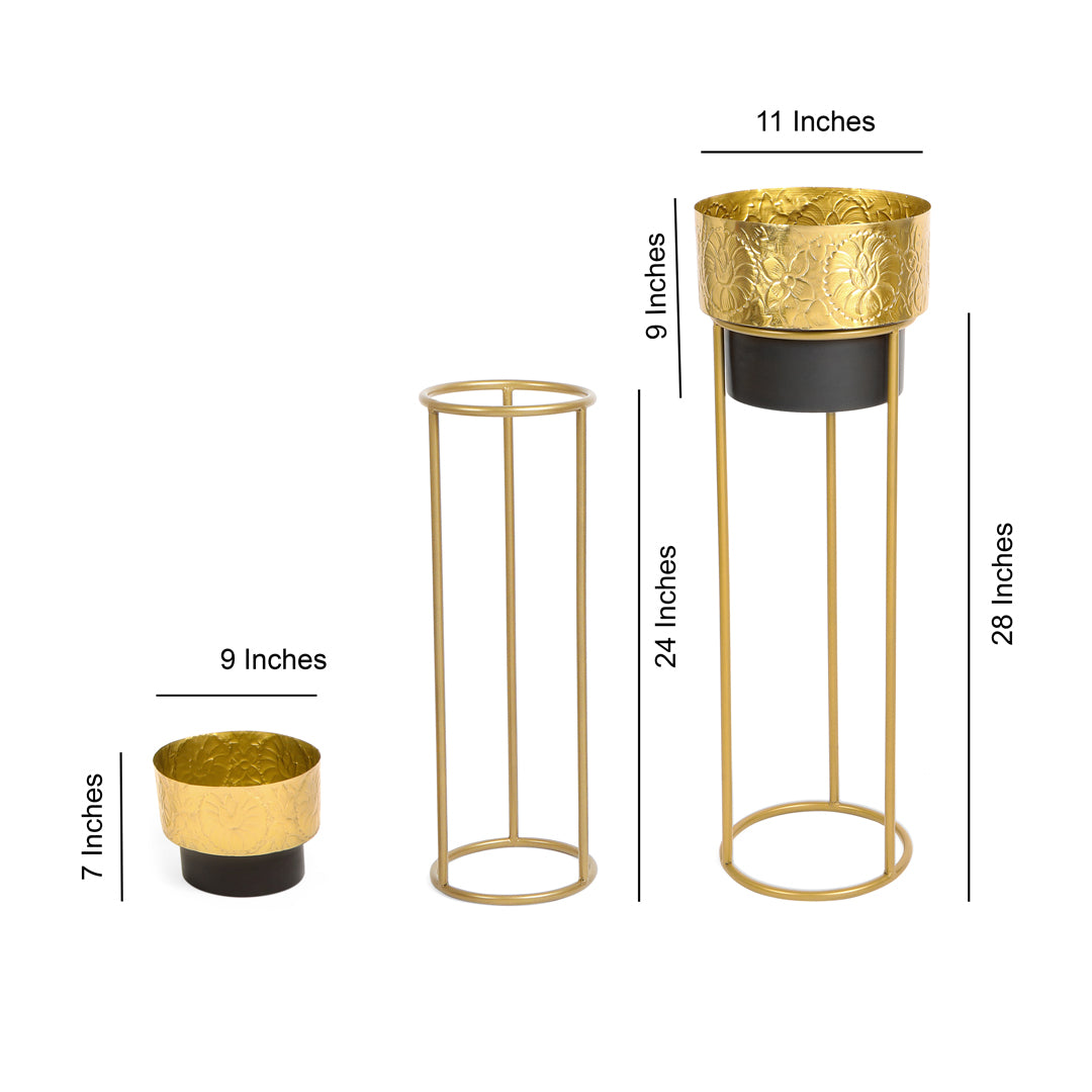 Etching Planter Set Of 2- Plant stand 6- The Home Co.