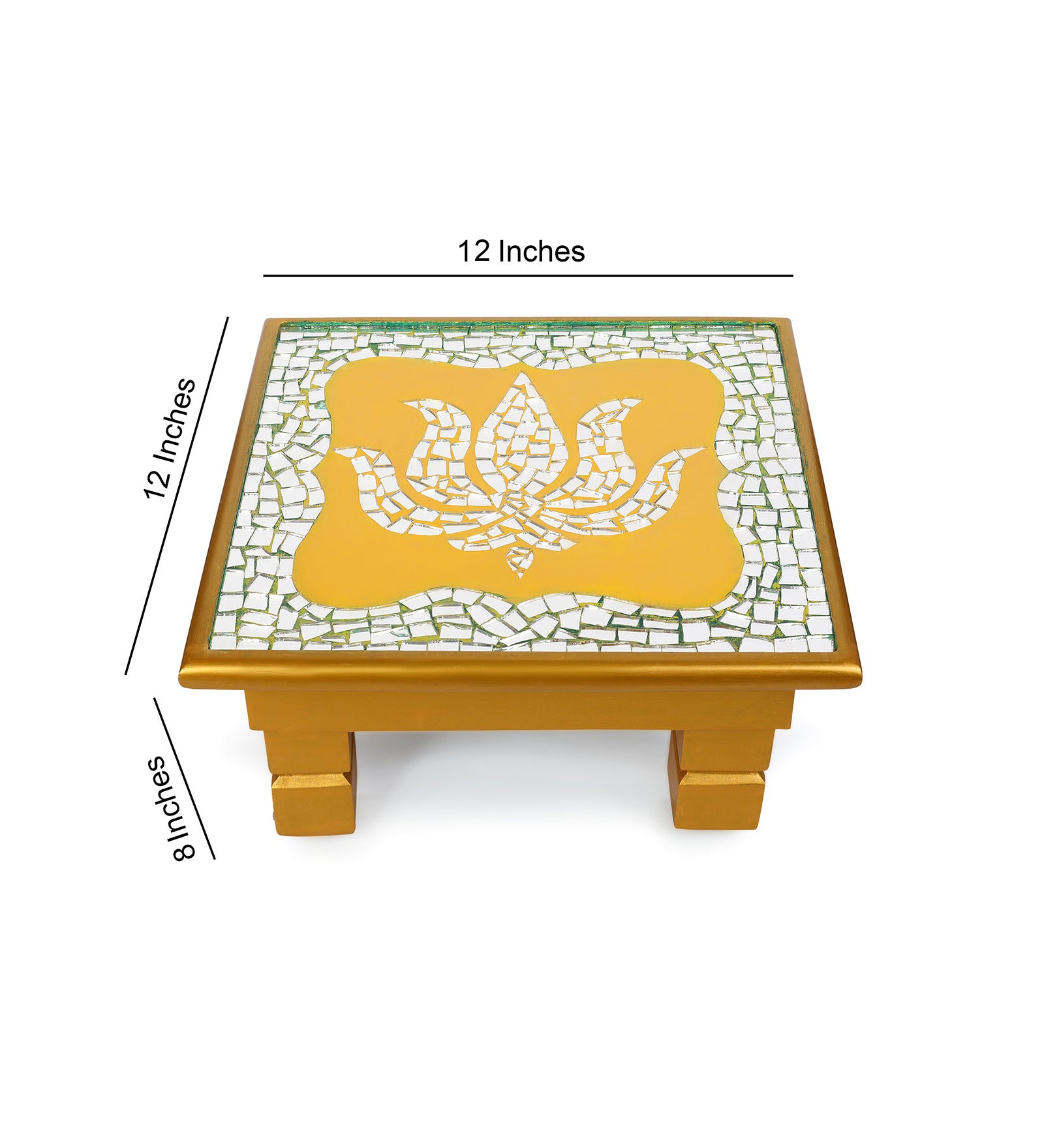 Lotus Design Mosaic Chips Wooden Chowki Large 15"