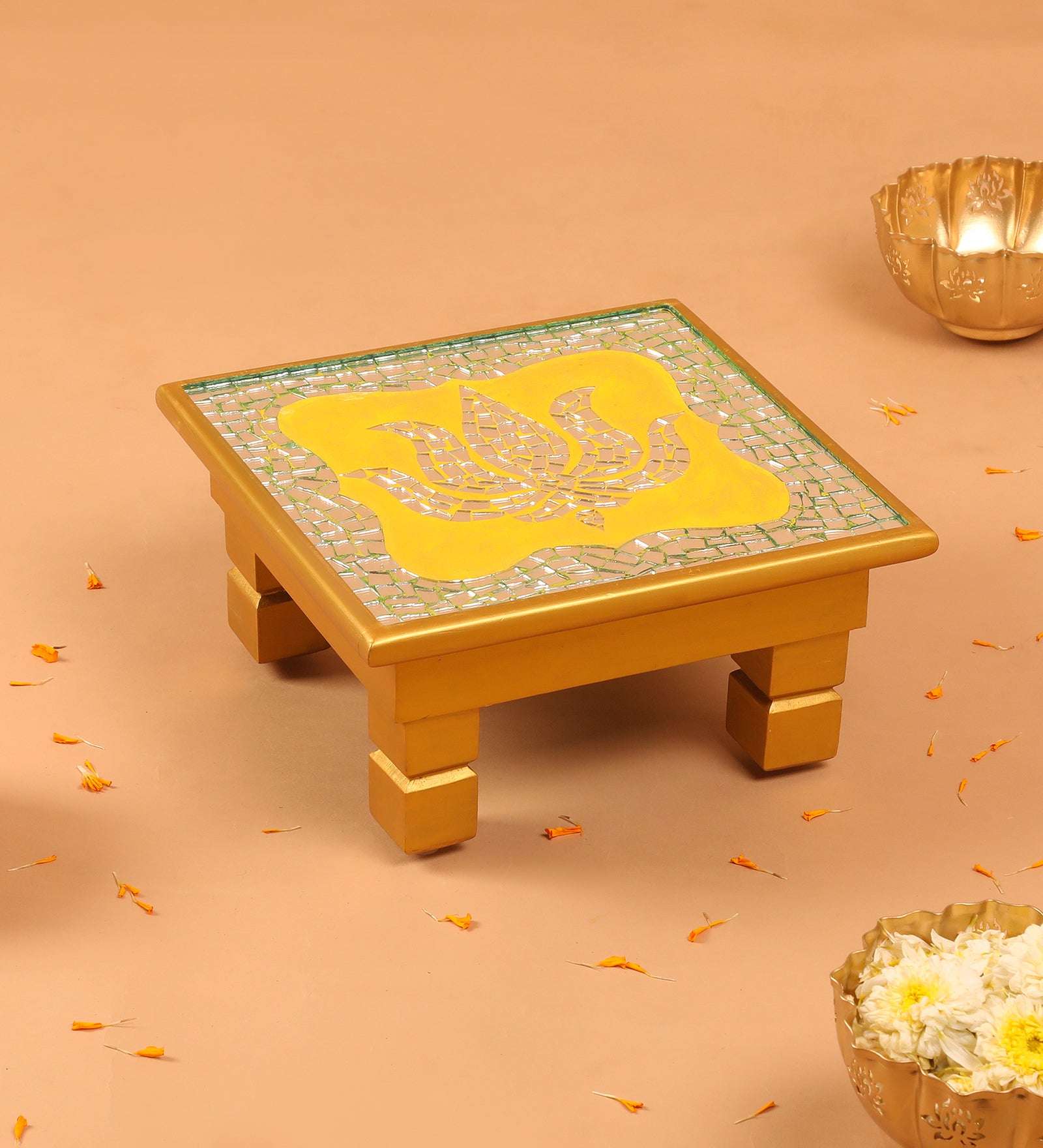 Lotus Mosaic Chowki Small 9"