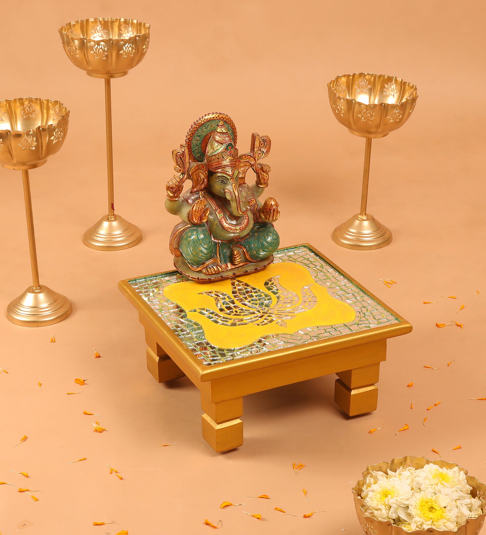 Lotus Mosaic Chowki Small 9"