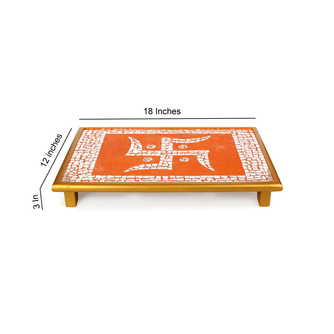 Swastika Design Mosaic Chips Wooden Patta