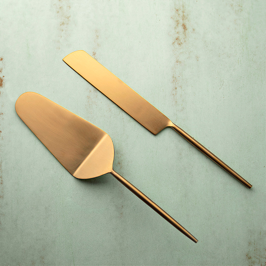 Cake Pastry and Pie Server Set - Cake Cutlery Set of 2 - Gold - THE HOME CO. 1