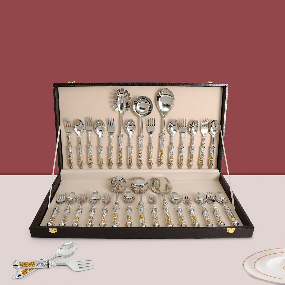 Cutlery and Serving Set - Dinner Set of 30 pieces - Crystal - THE HOME CO.