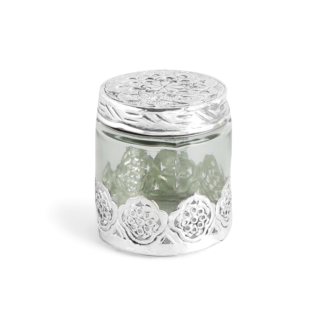 Glass Jar - Round German Silver Jar (Small) 8- The Home Co.