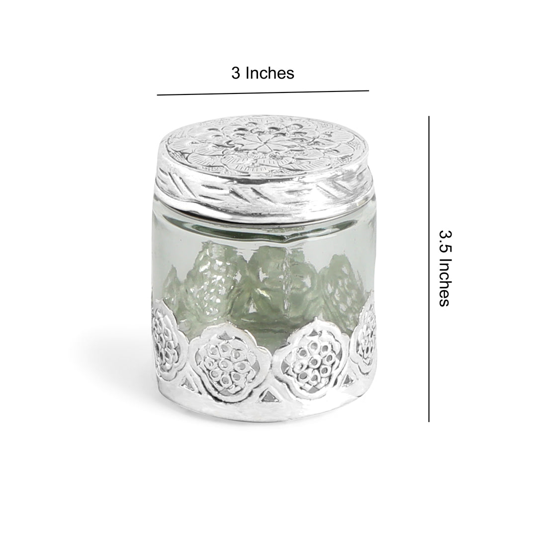 Glass Jar - Round German Silver Jar (Small) 4- The Home Co.