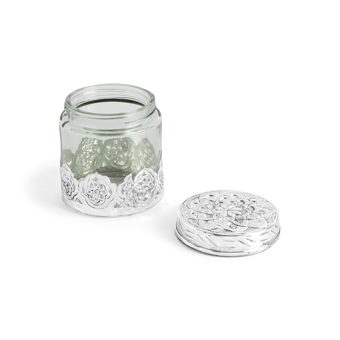 Glass Jar - Round German Silver Jar (Small) 7- The Home Co.