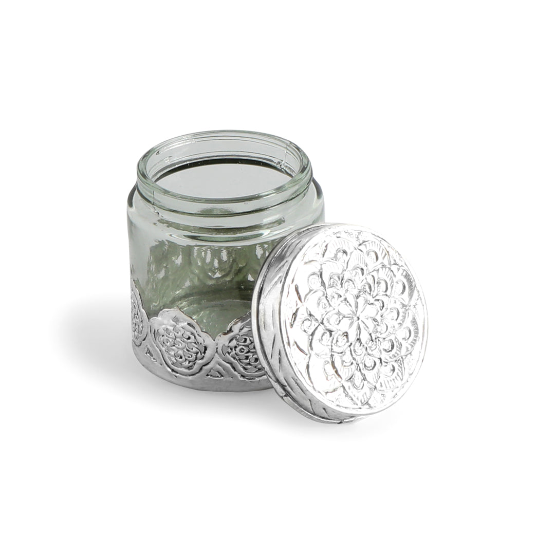 Glass Jar - Round German Silver Jar (Small) 3- The Home Co.