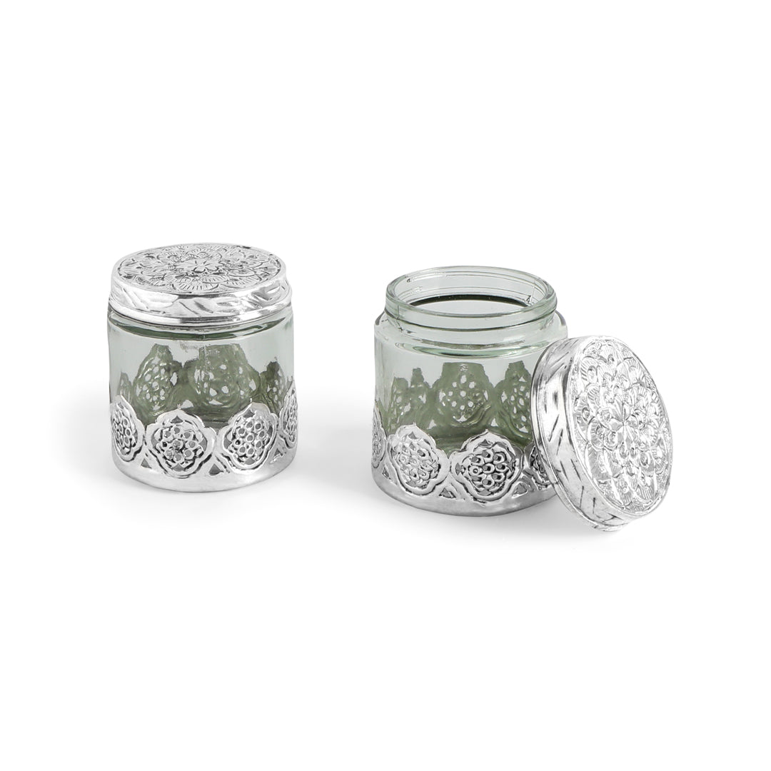 Glass Jar - Round German Silver Jar (Small) 2- The Home Co.