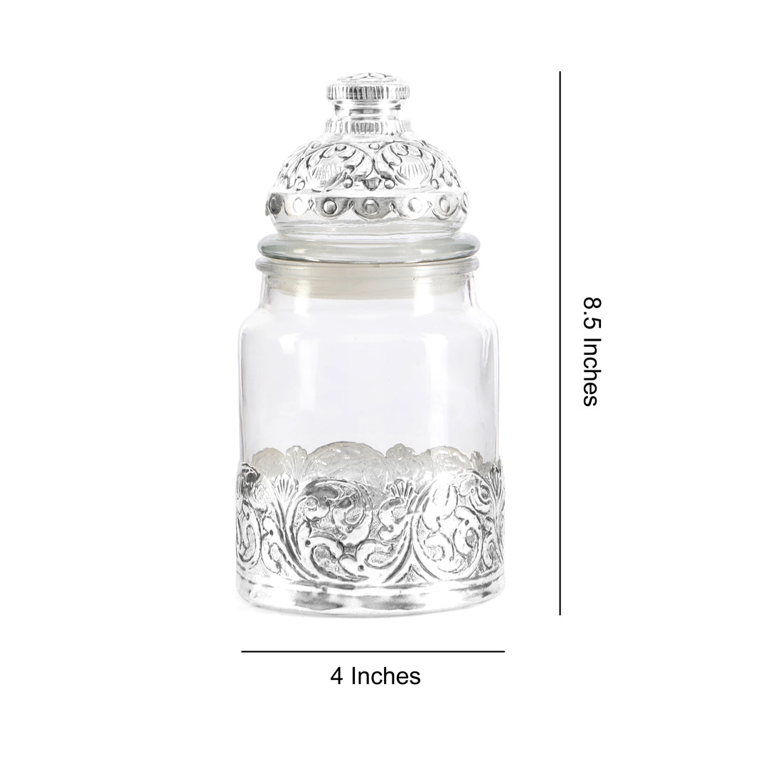 German Silver Glass Jar - Large 7- The Home Co.