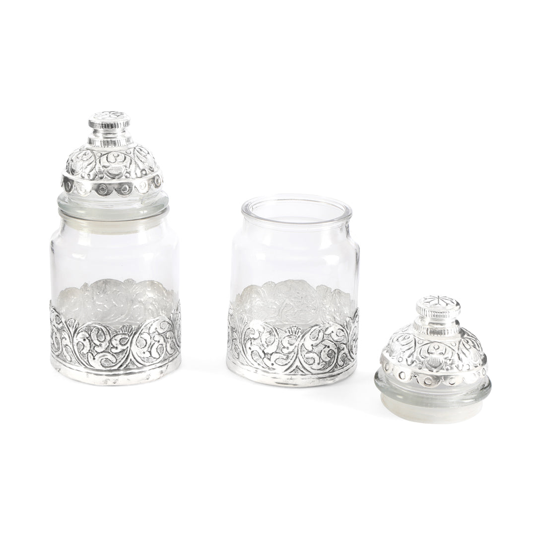 German Silver Glass Jar - Large 9- The Home Co.