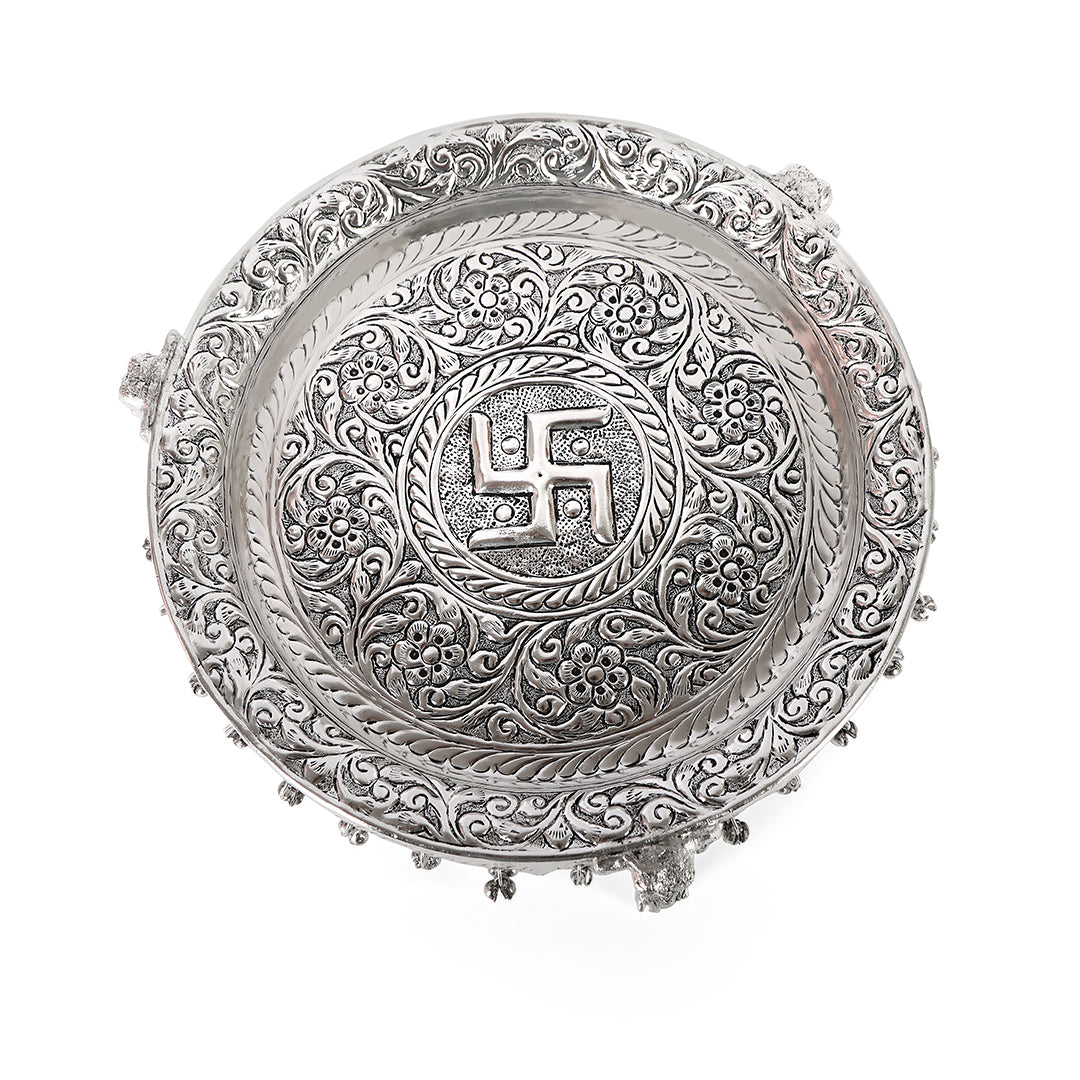 Puja Thali Set - Swastik and Ghungroo - German Silver