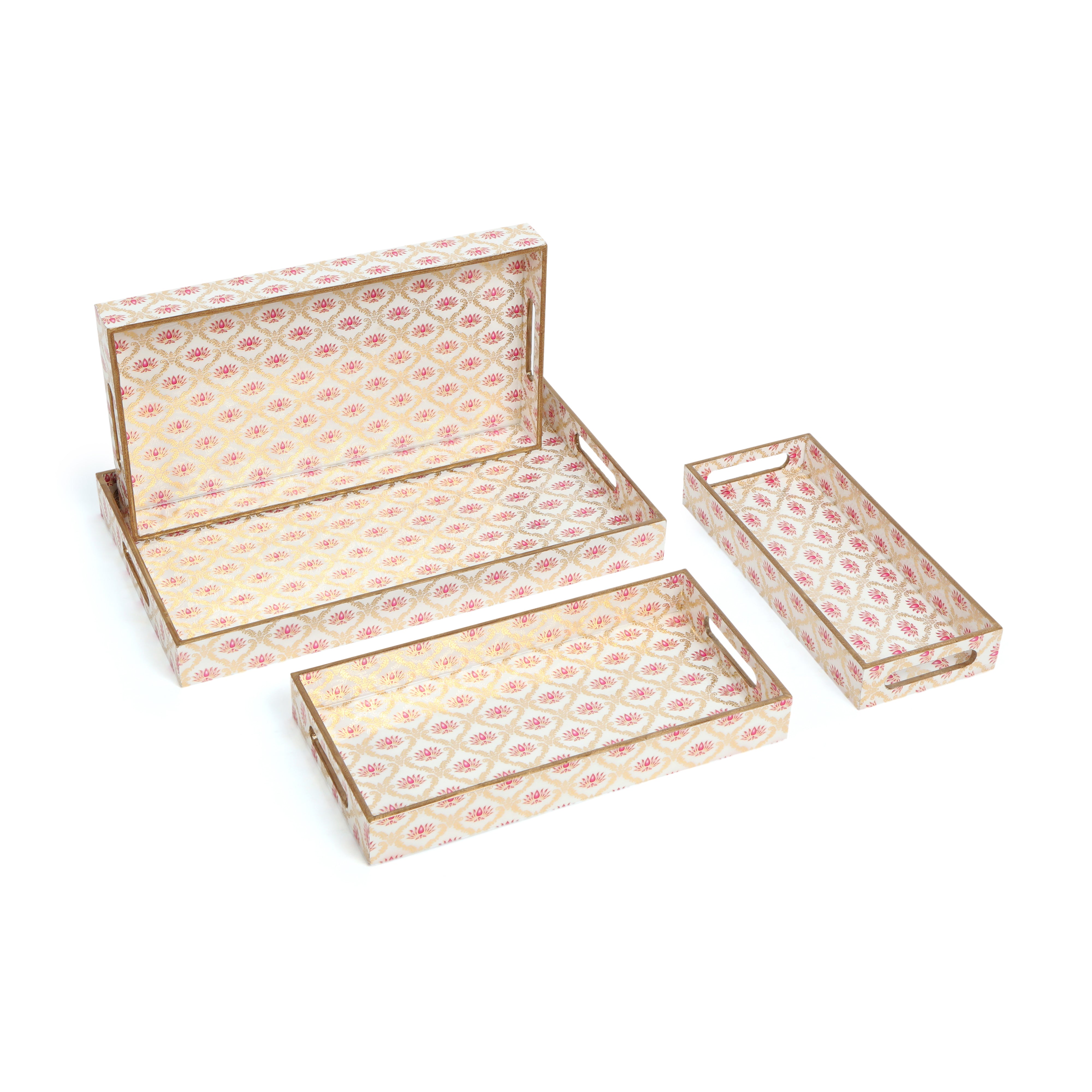 Tray Set Of 4 - Lotus