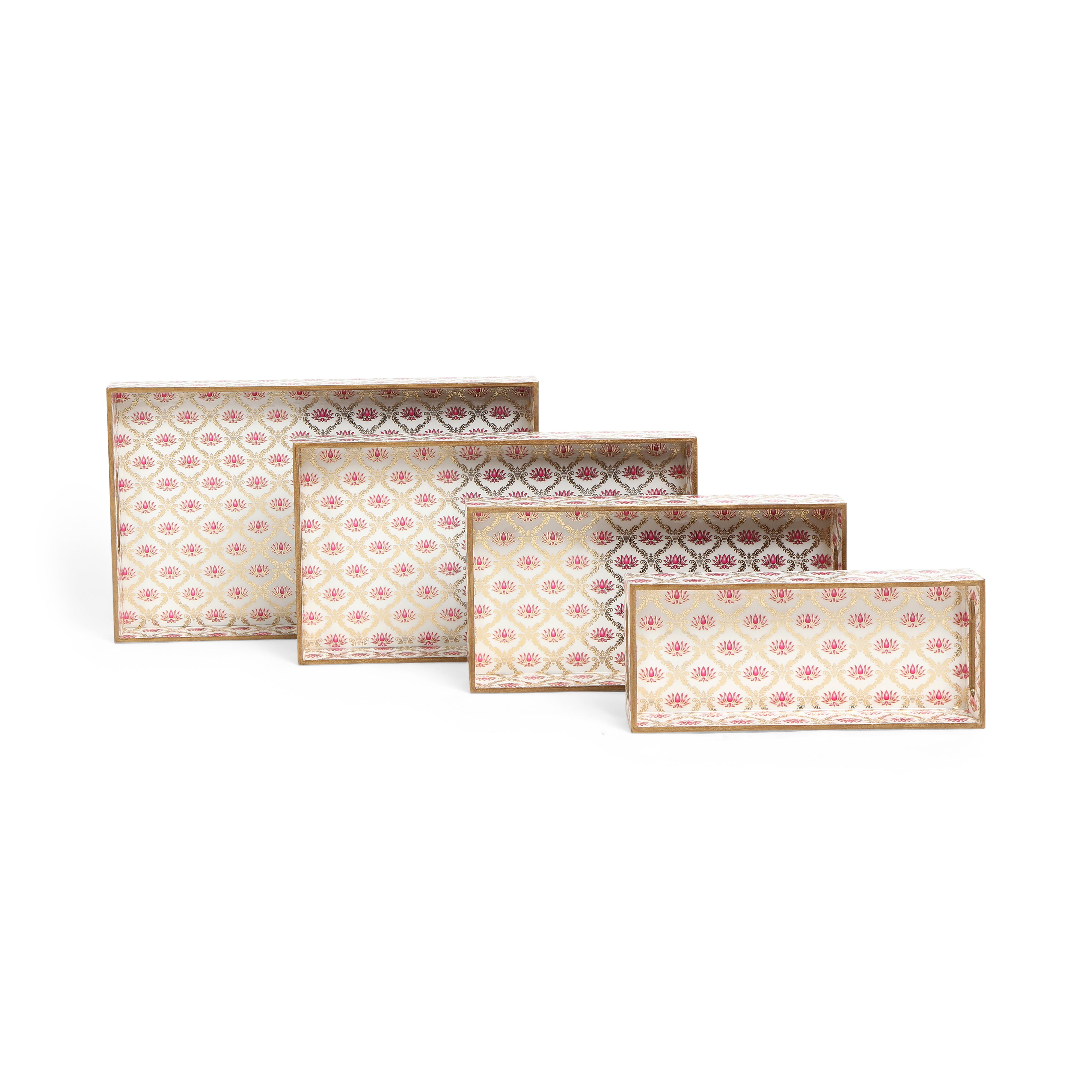 Tray Set Of 4 - Lotus