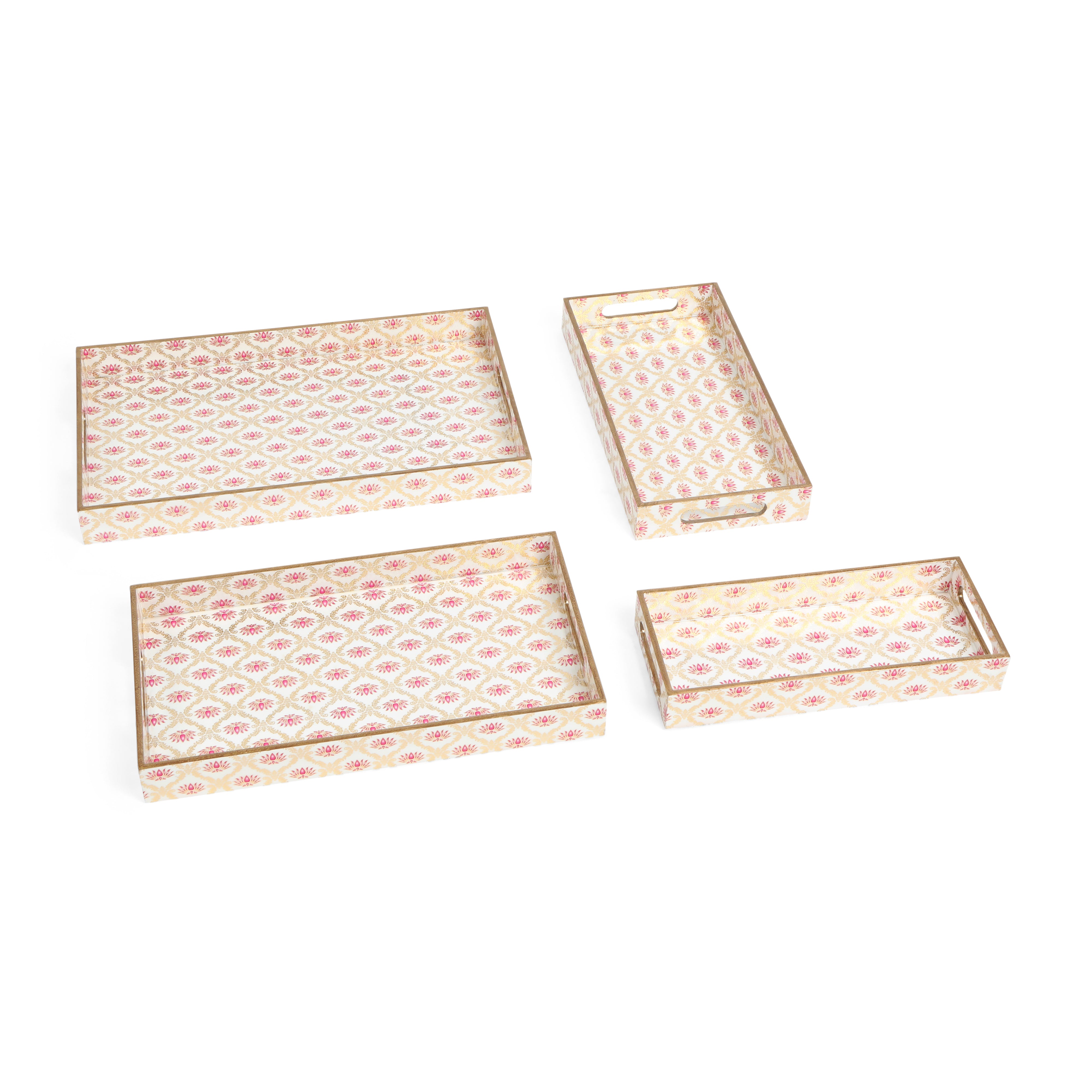 Tray Set Of 4 - Lotus