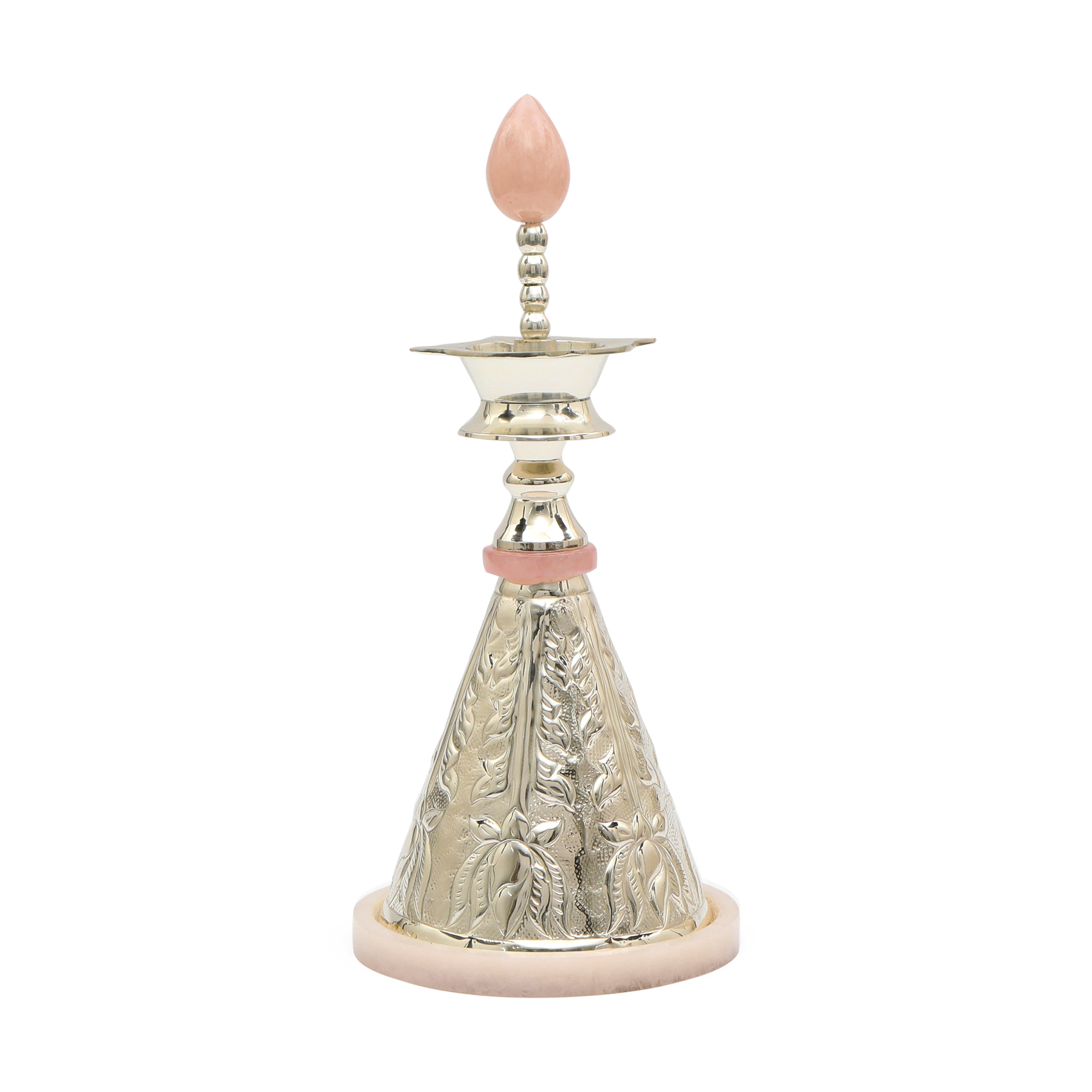 Brass Silver Plated With Pink Resin Bud Samai