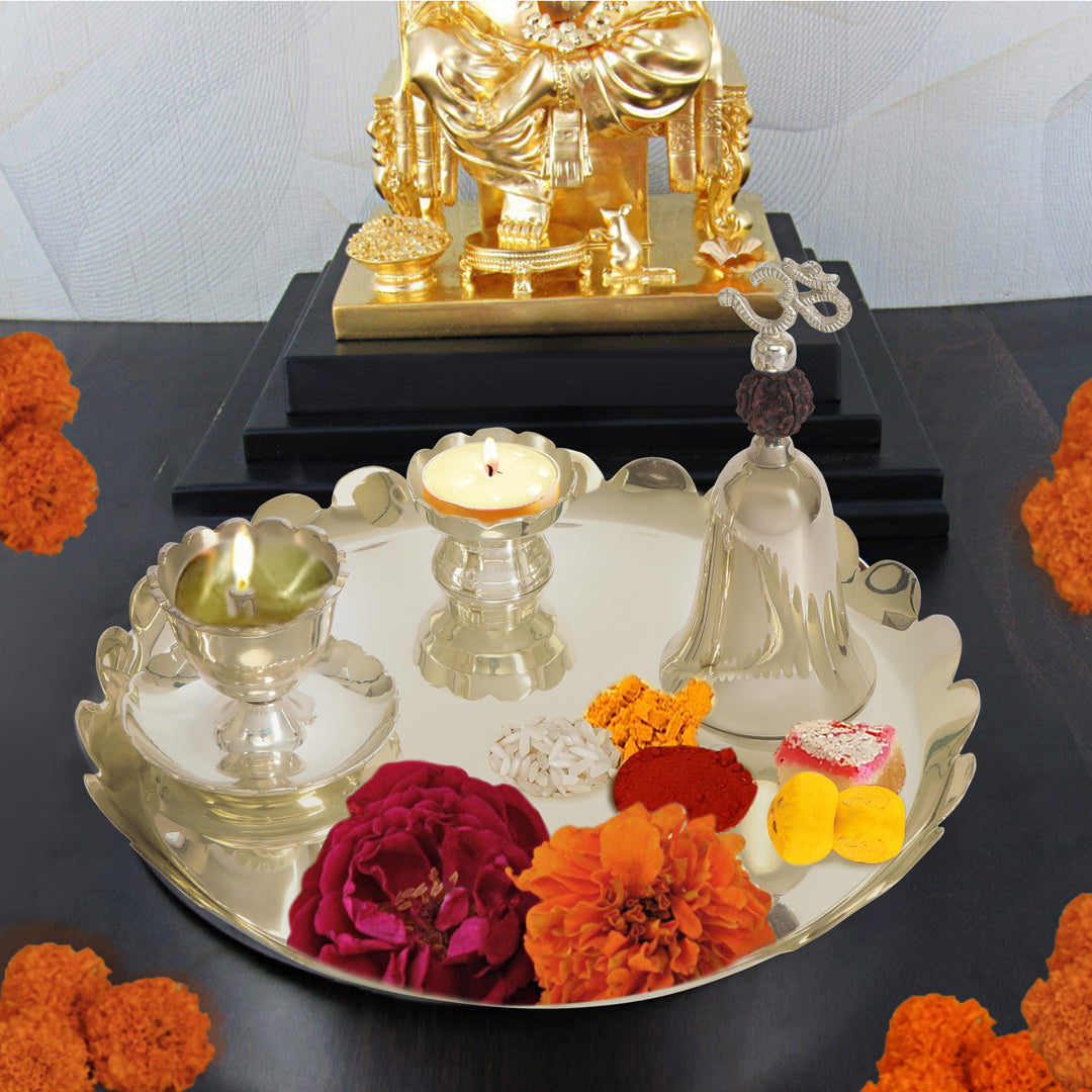 Puja Thali Set - Kangura with Om Bell