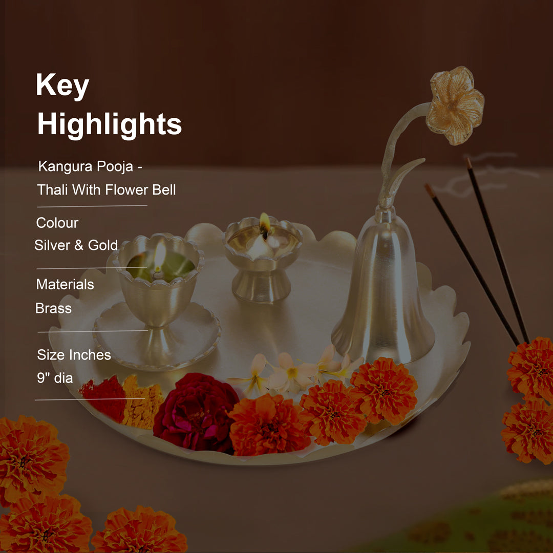 Puja Thali Set - Kangura with Flower Bell