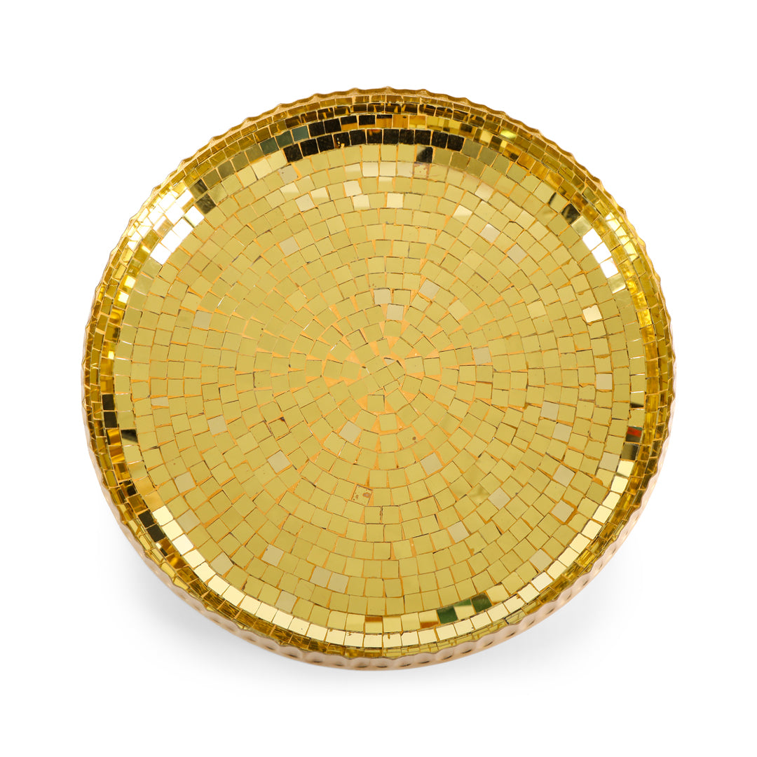 Gold Mosaic Urli With Stand 3- The Home Co.