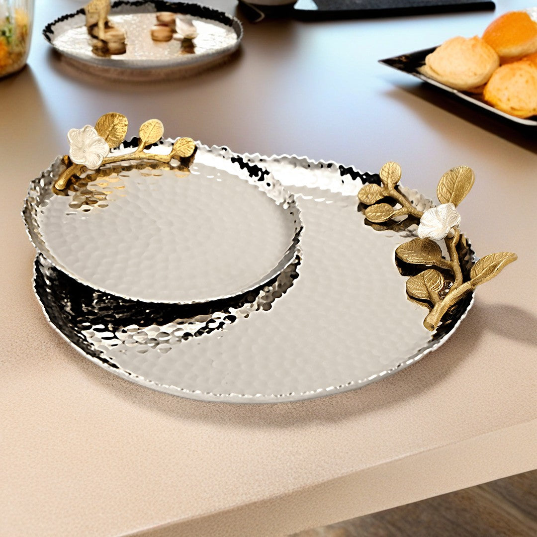 Stainless Steel Round Platter Set of 2
