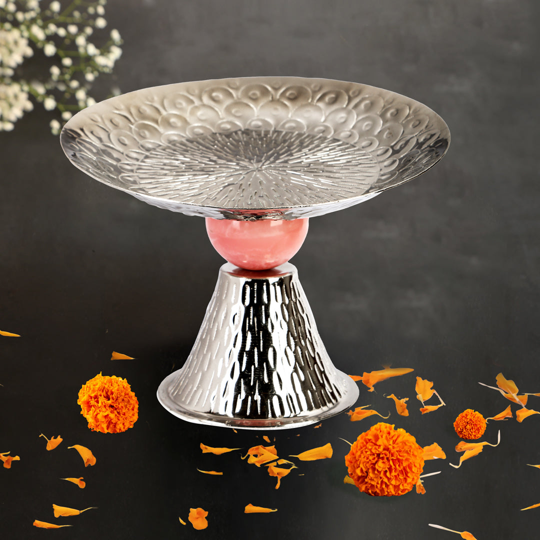 Aluminium Platter With Pink Resin Ball