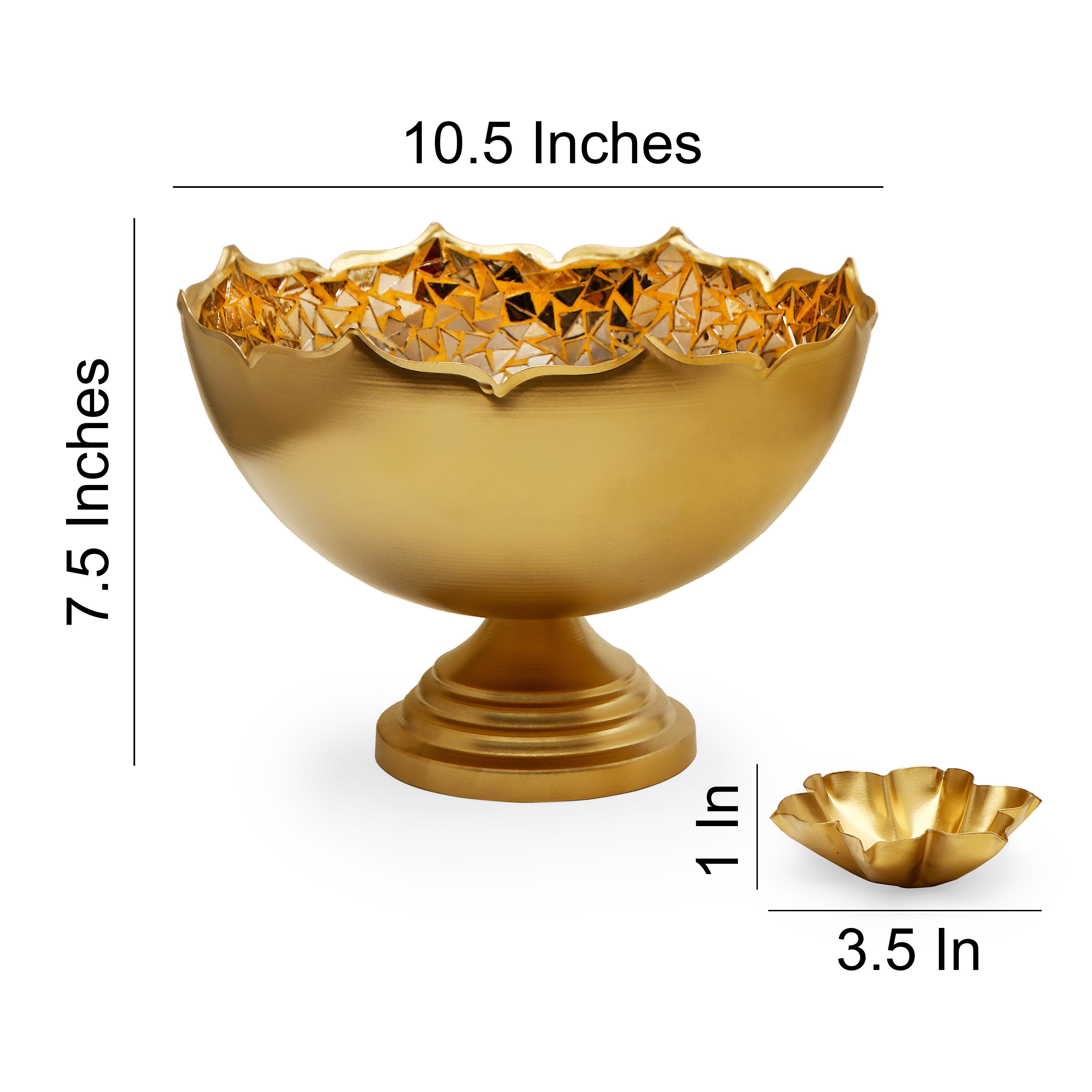 Gold Mosaic Urli with Stand 10.5" Inch (Medium) 3- The Home Co.