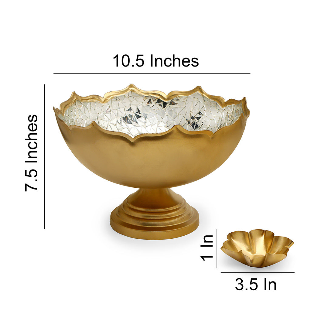 Silver Mosaic Metal Urli With Base 10" - Medium