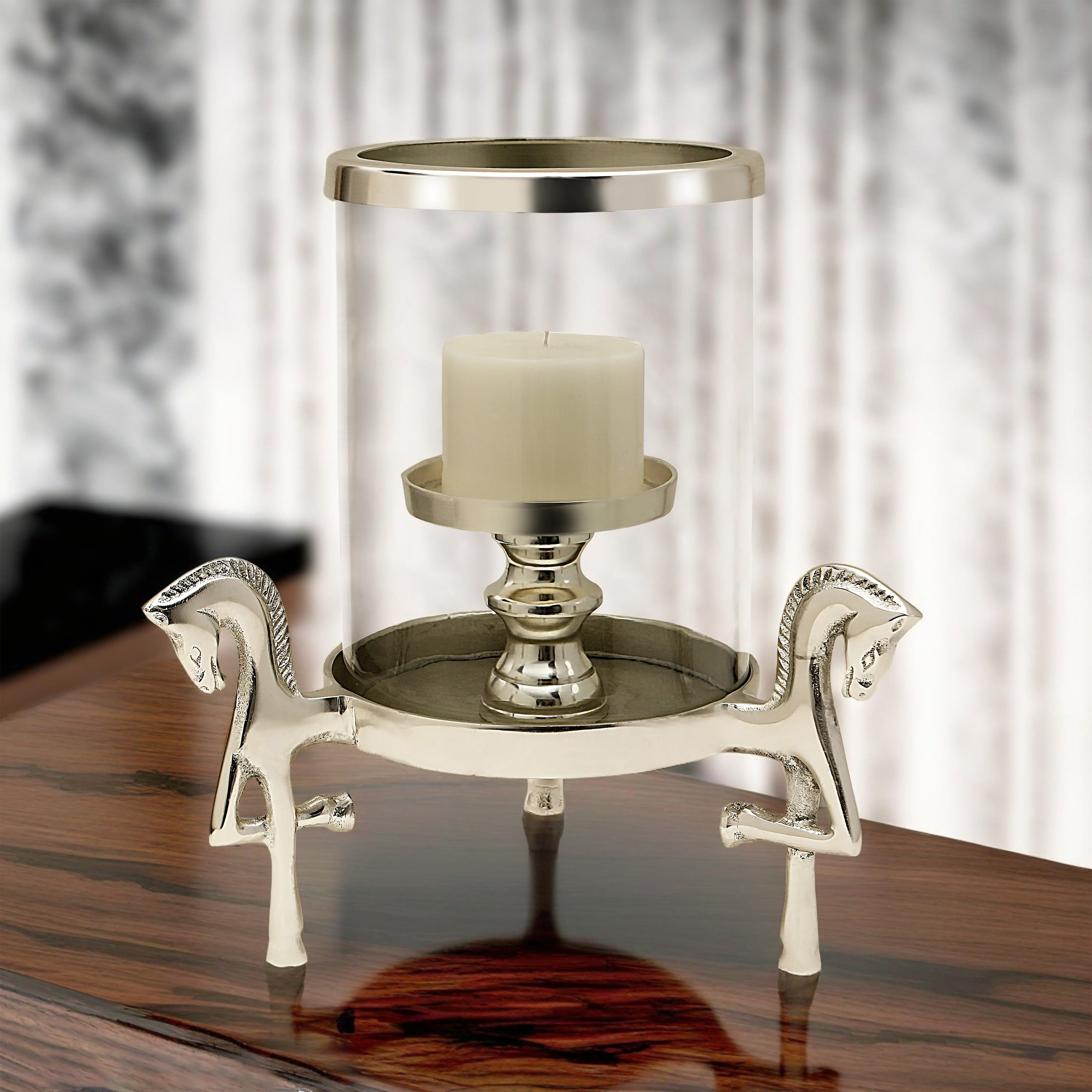 Silver Horse Candle Stand