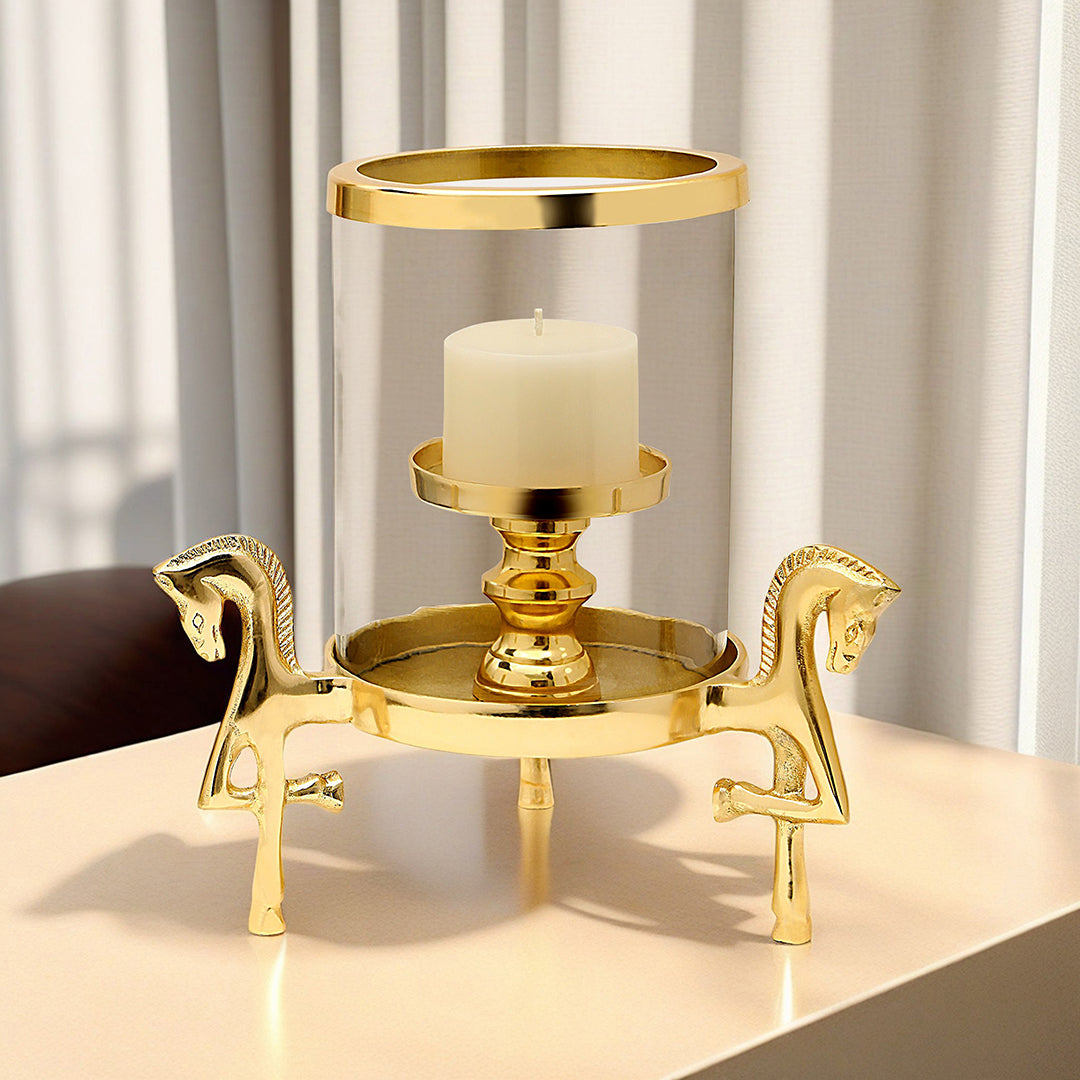 Gold Horse Candle Stand