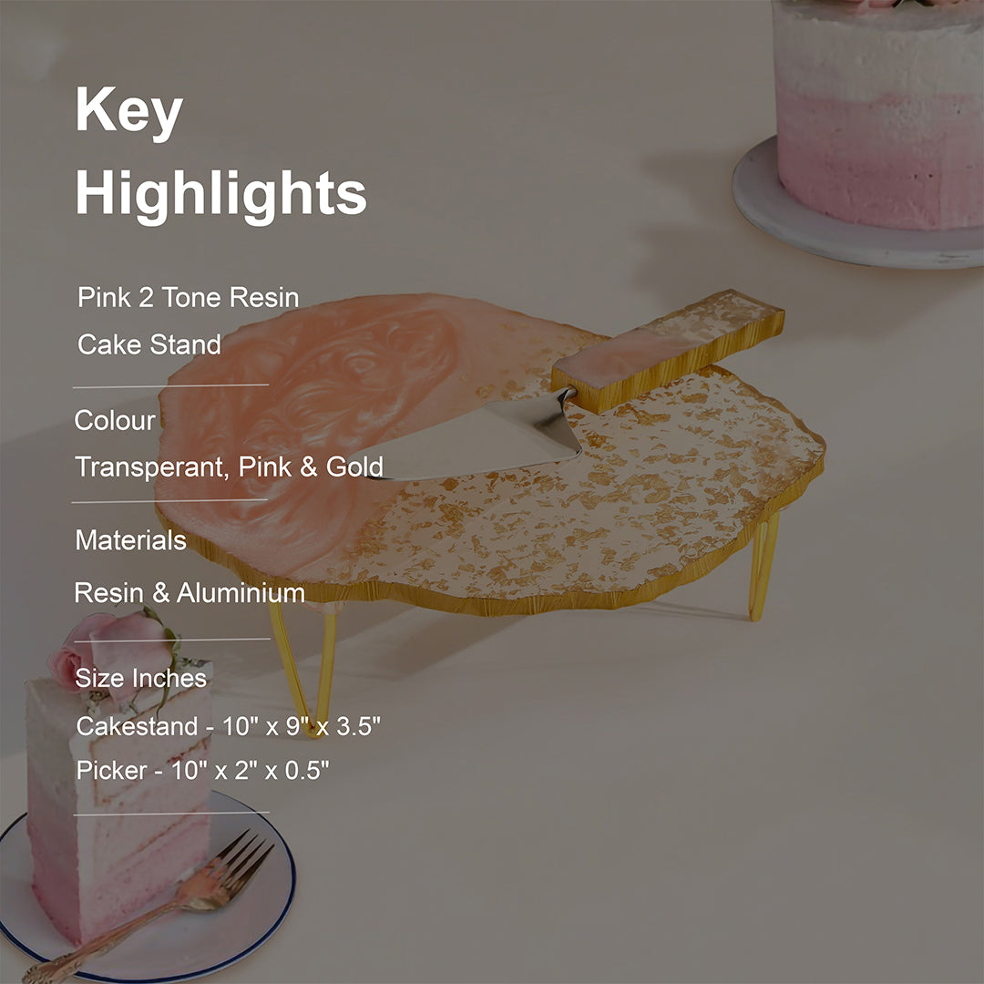 Resin Cake Stand Pink and Gold Glitter