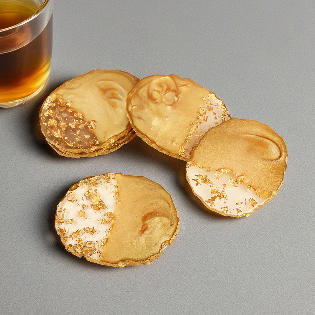 Dual Tone Gold Resin Table Coasters (Set of 6)