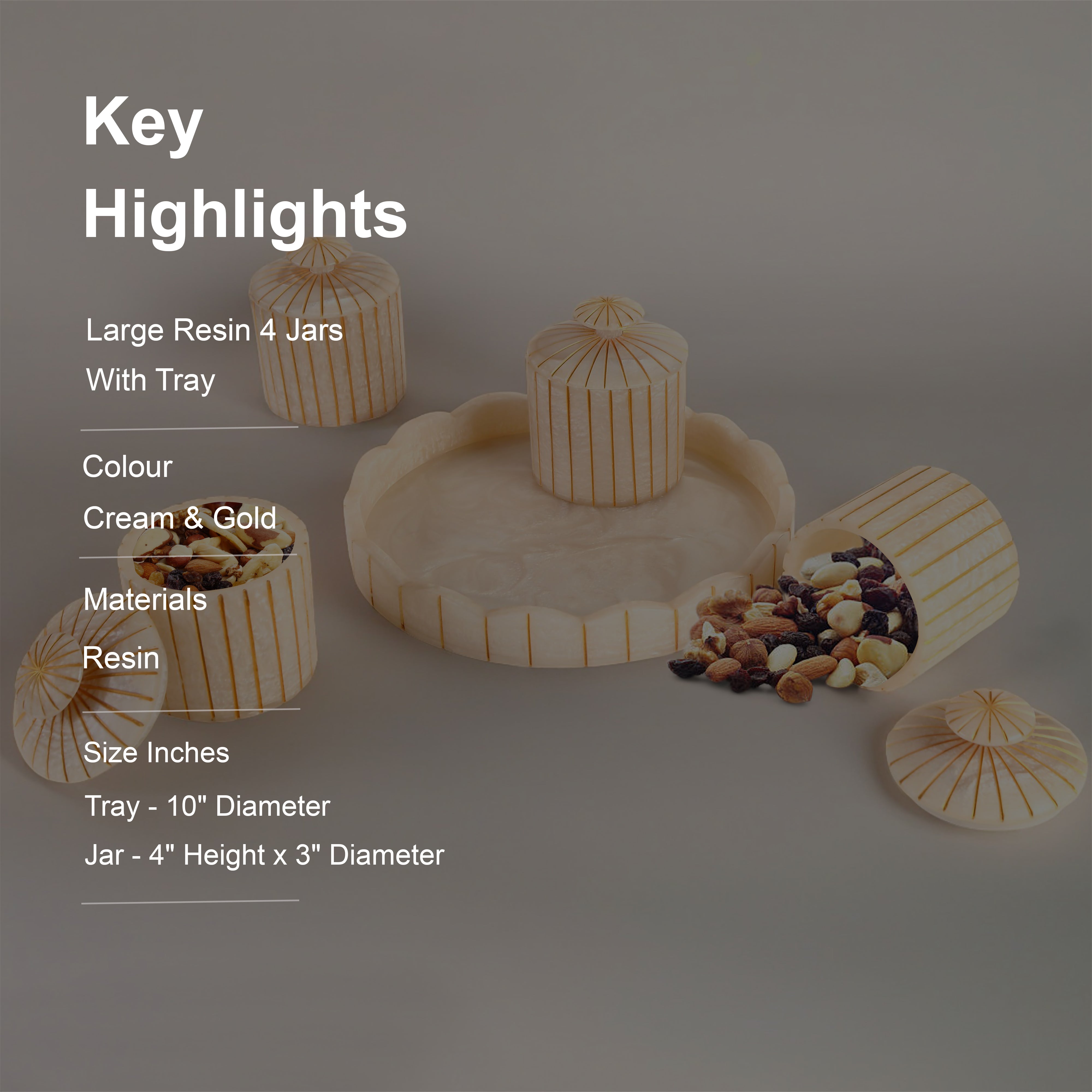 Small Resin 4 Jars With Tray