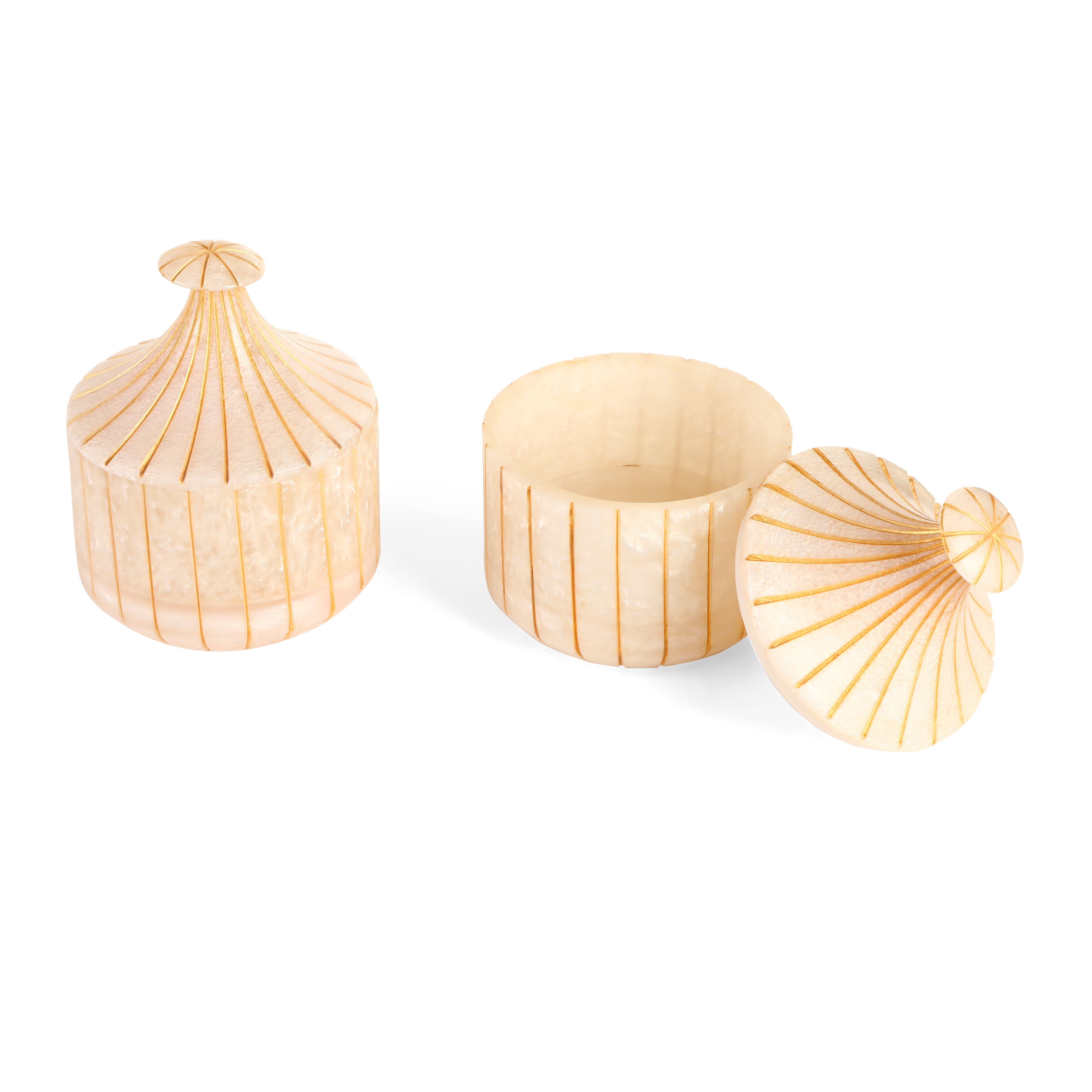 Resin Jar Set With Tray Long Neck - Set of 4 (Ivory) 10- The Home Co.