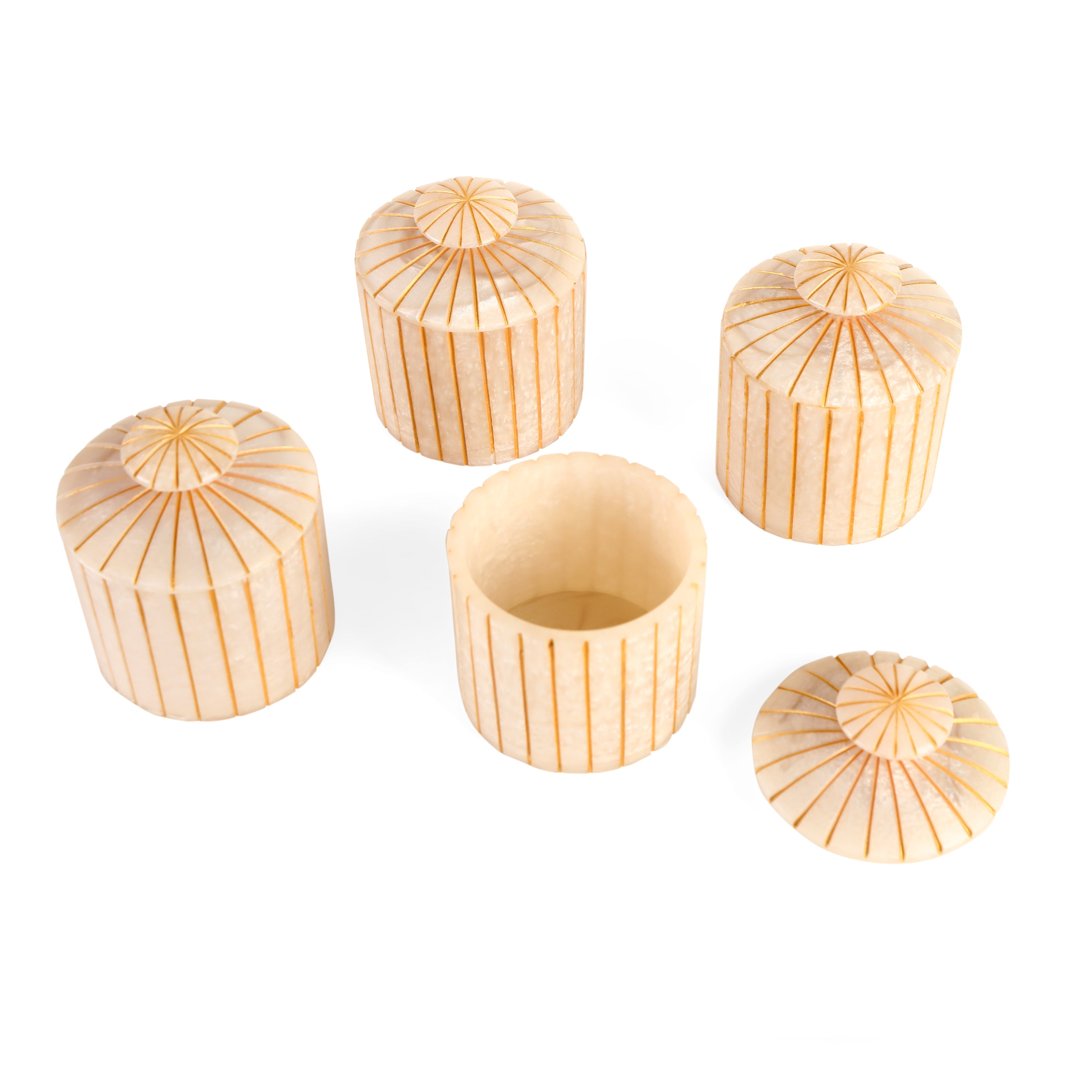 Resin Jar Set With Tray - Set of 4 (Ivory) 3- The Home Co.