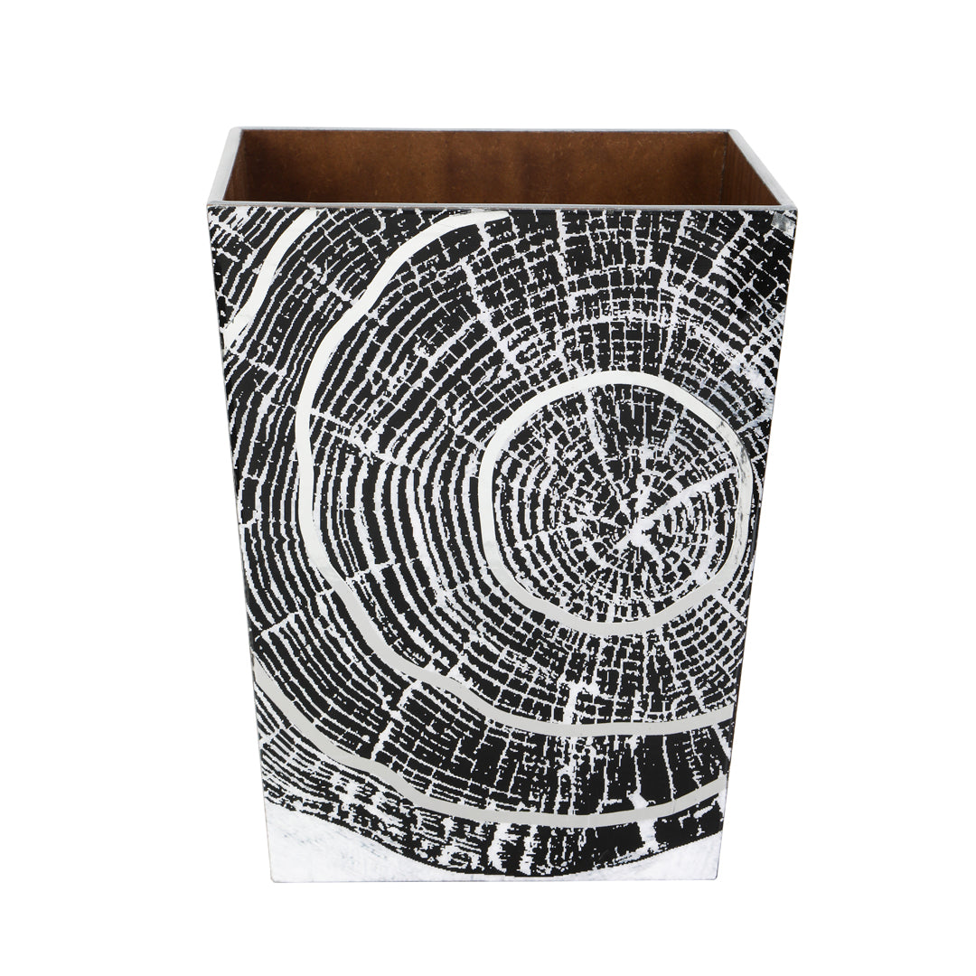 Dustbin - Spiral Pattern Enamel - Wooden Dustbin