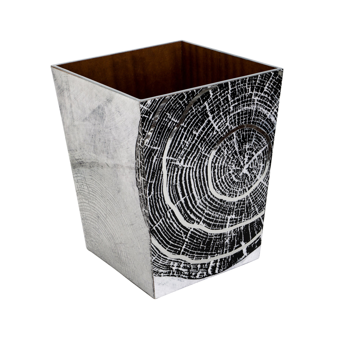 Dustbin - Spiral Pattern Enamel - Wooden Dustbin