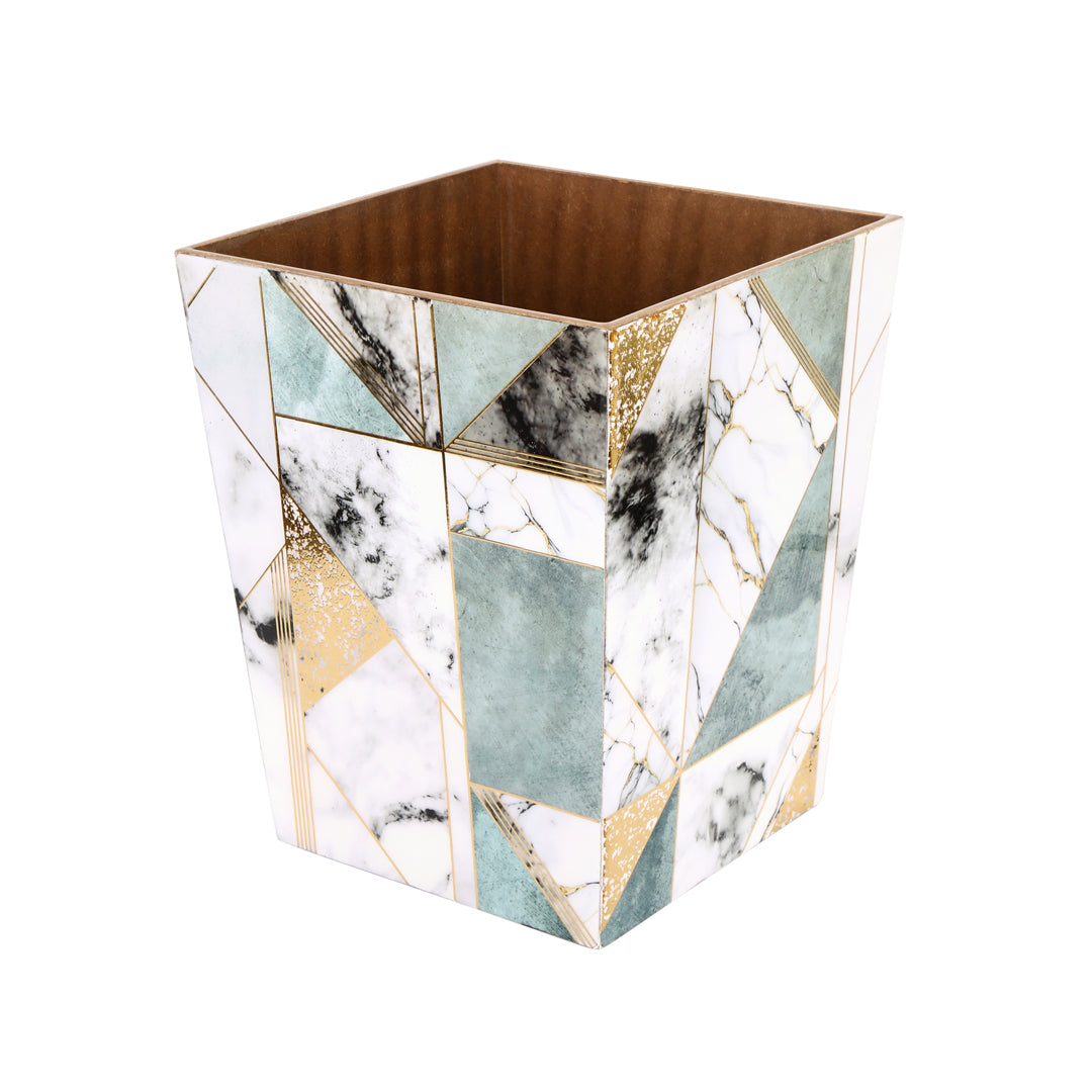 Dustbin -  New Onyx Pattern Enamel - Wooden Dustbin