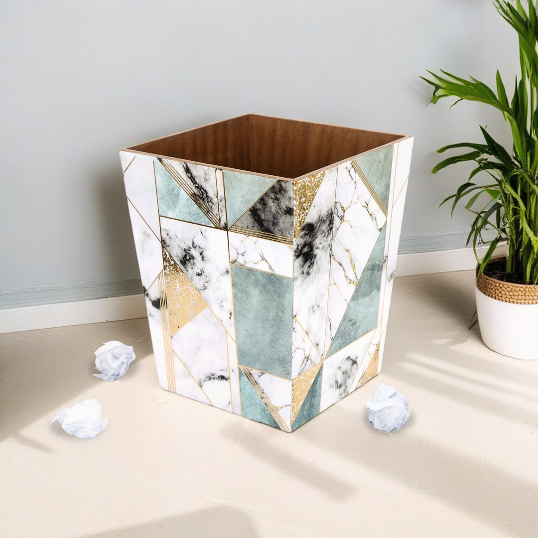 Wooden New Onyx Abstract Print Enameled Dustbin