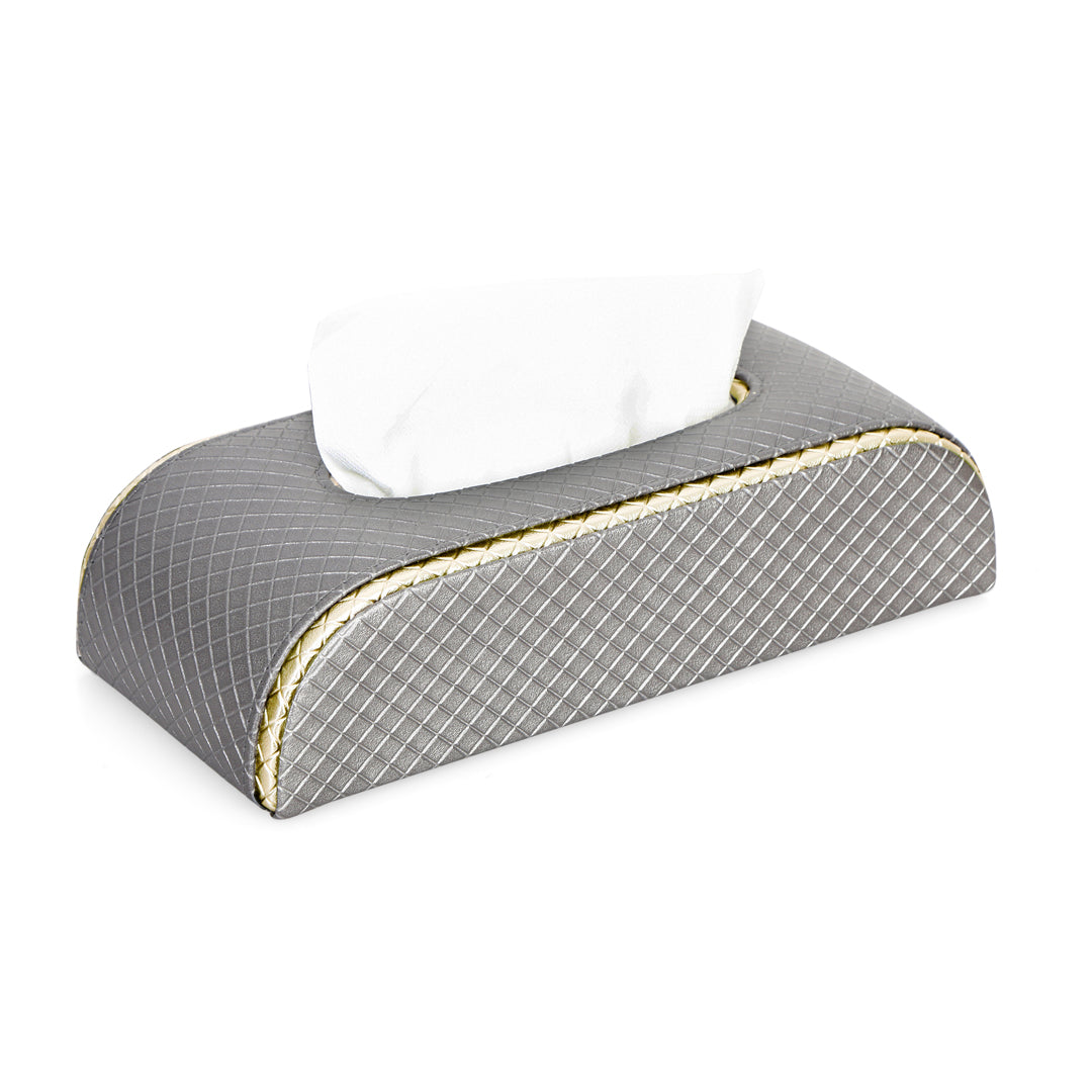 Curve Tissue Box - Silver Leatherette