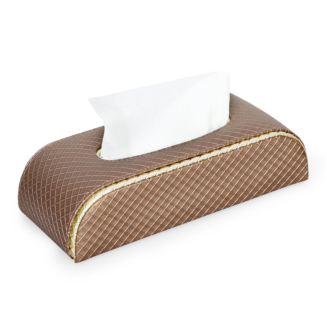 Curve Tissue Box - Bronze Leatherette