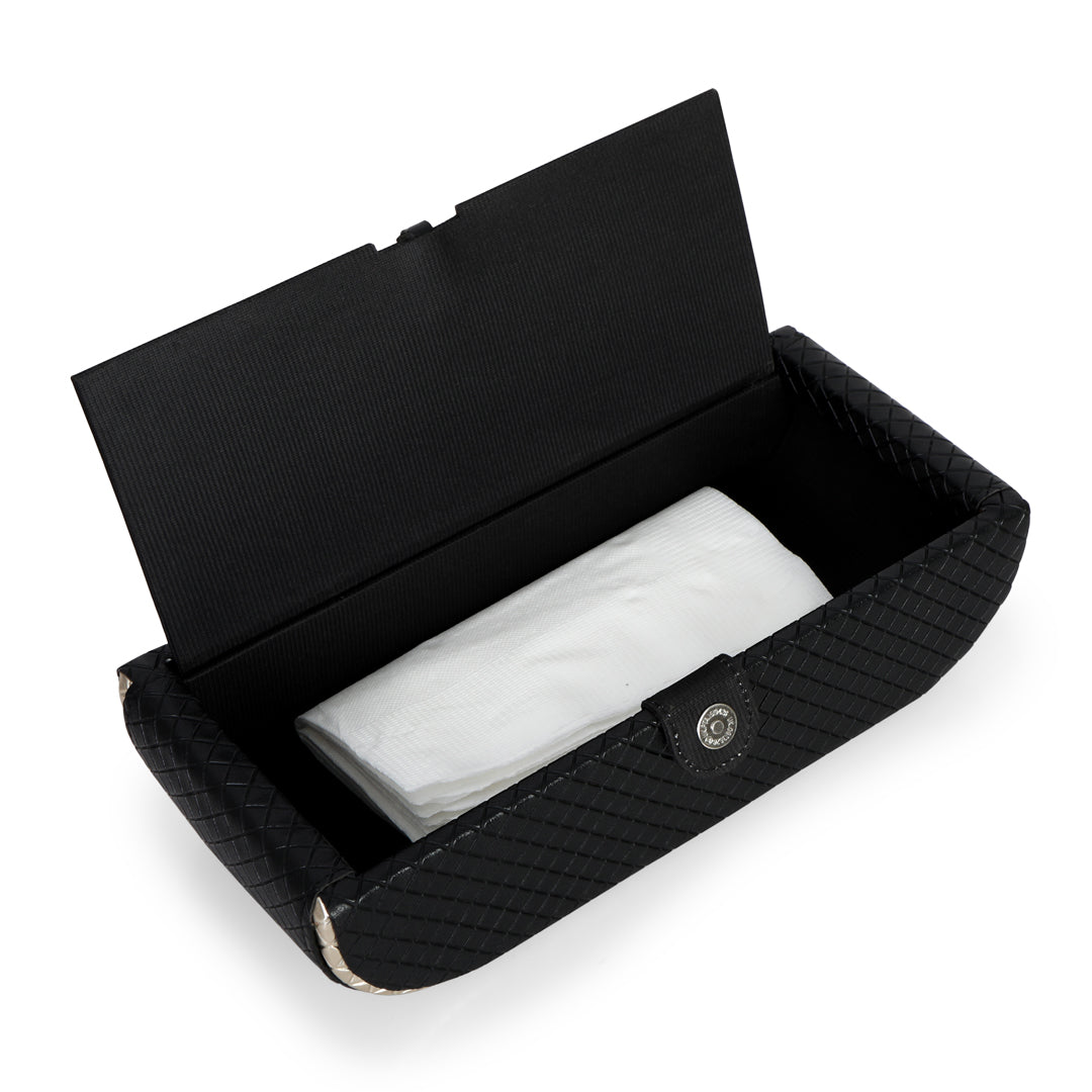 Curve Tissue Box - Black Leatherette