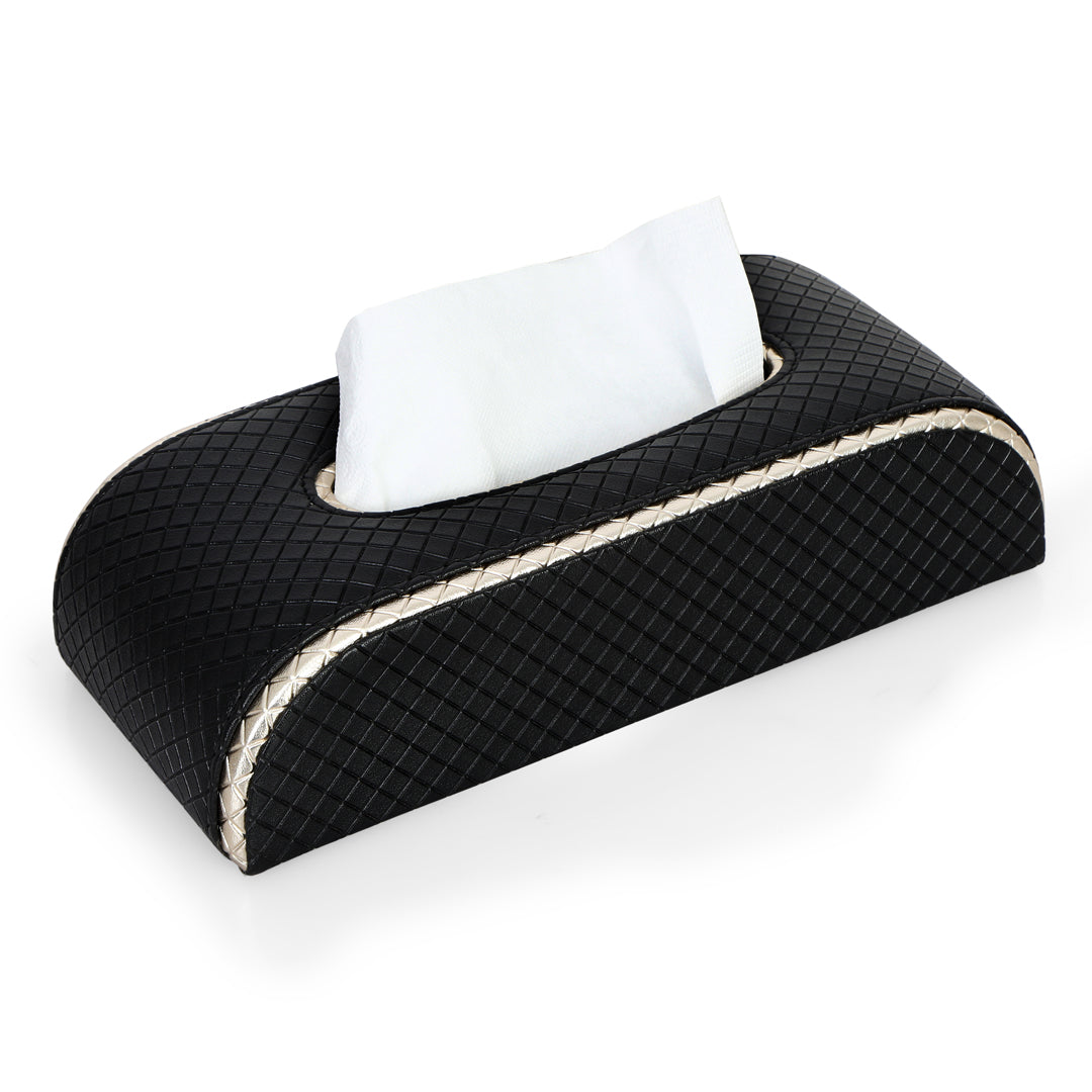 Curve Tissue Box - Black Leatherette