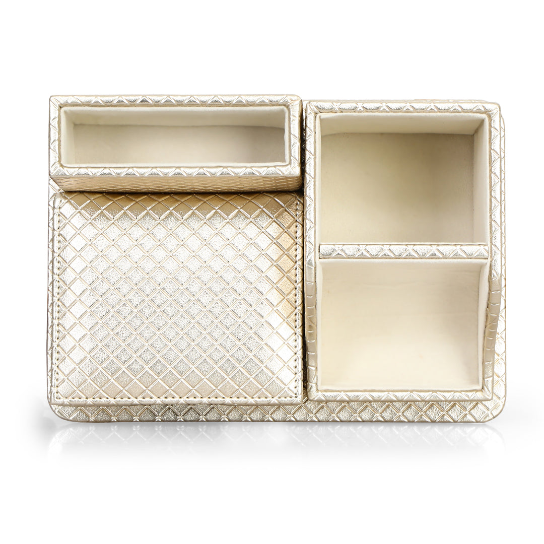 Table Organiser - Gold Leatherette Multipurpose Desk Organiser