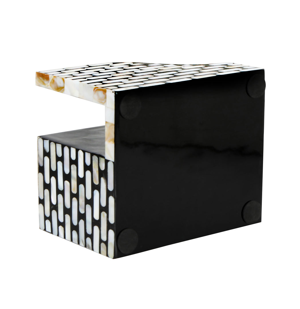 Small Cutlery Tissue Holder -  Black & White Mother Of Pearl