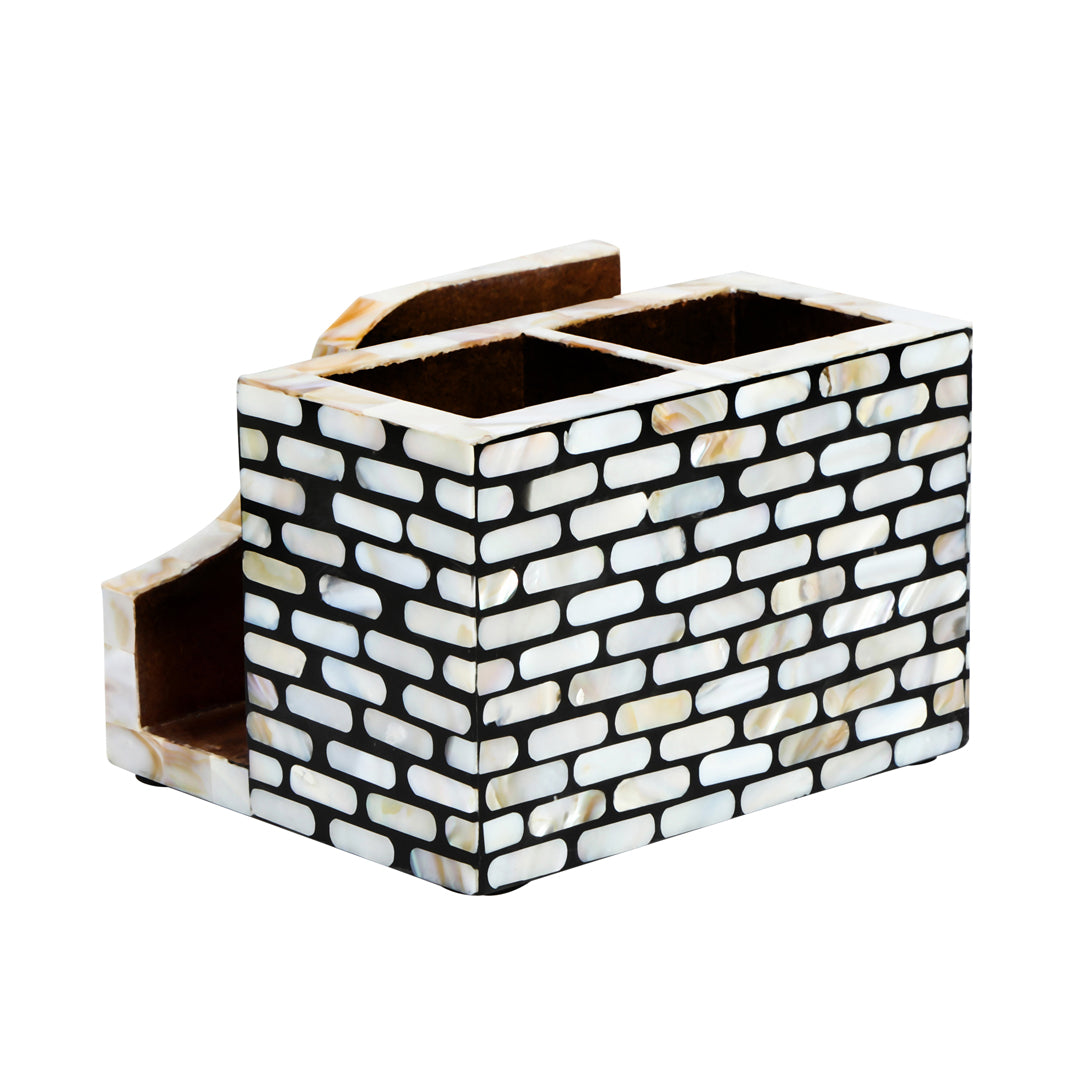 Small Cutlery Tissue Holder -  Black & White Mother Of Pearl