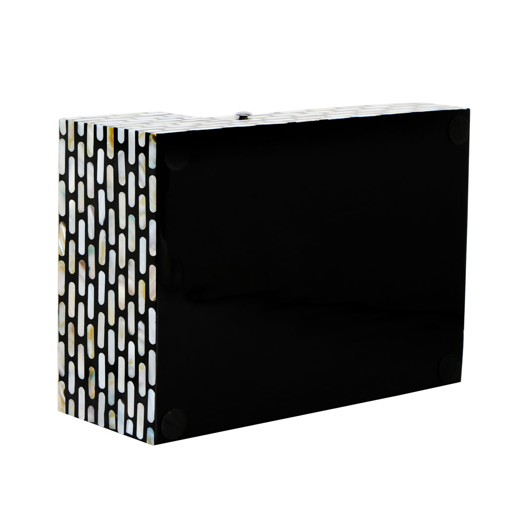 Large Cutlery Tissue Holder - Black & White Mother Of Pearl