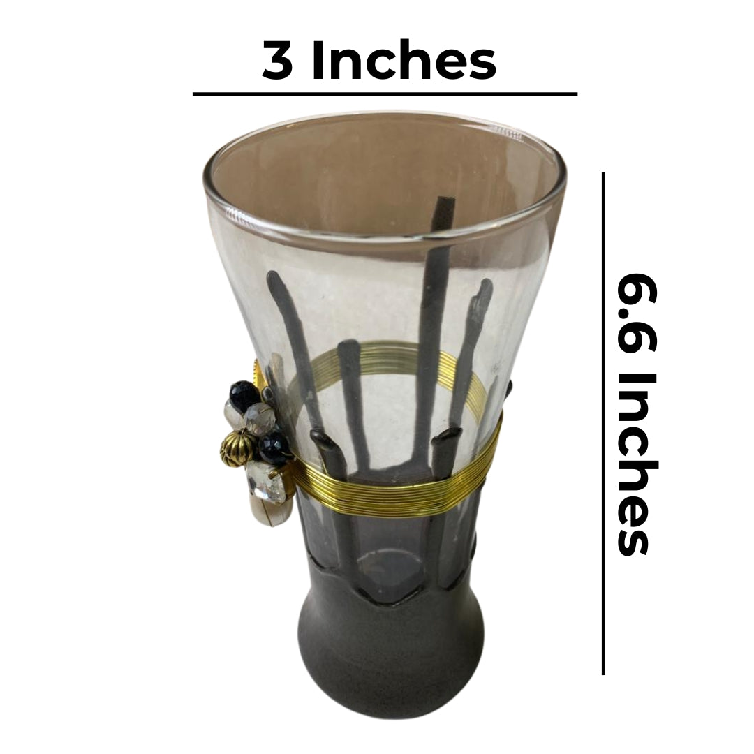 Grey Resin Mocktail Filigree Tall Glass Set of 6