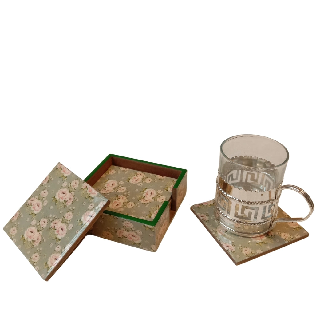Green Rose Corporate Set- Coaster Set