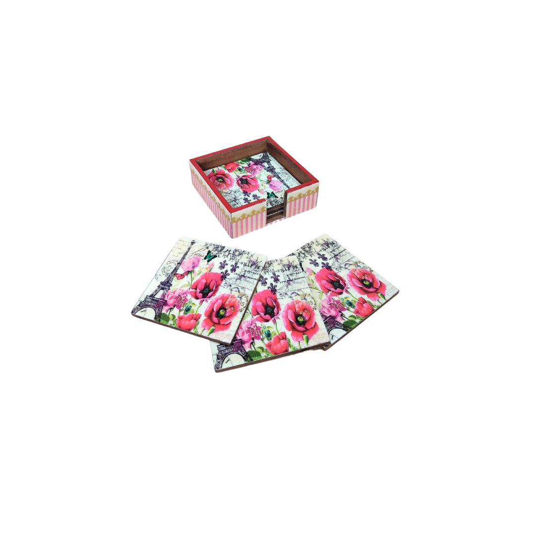 Table Coaster - Pink Eiffel Set Of 6