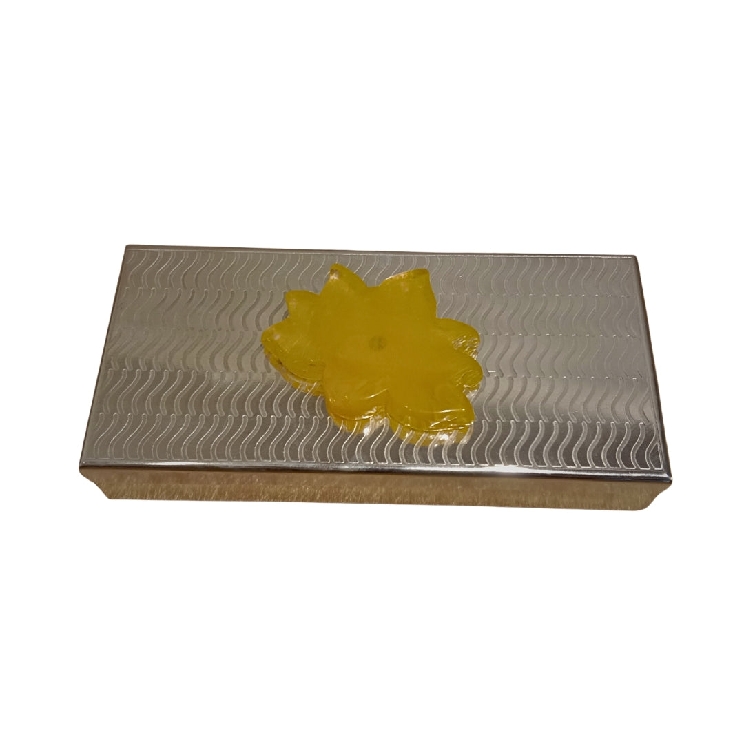 Luxury Silver Plated Cash Box with Yellow Resin Motif & Premium Velvet Case